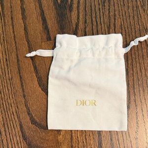 Dior Cream Drawstring Pouch with Gold Logo